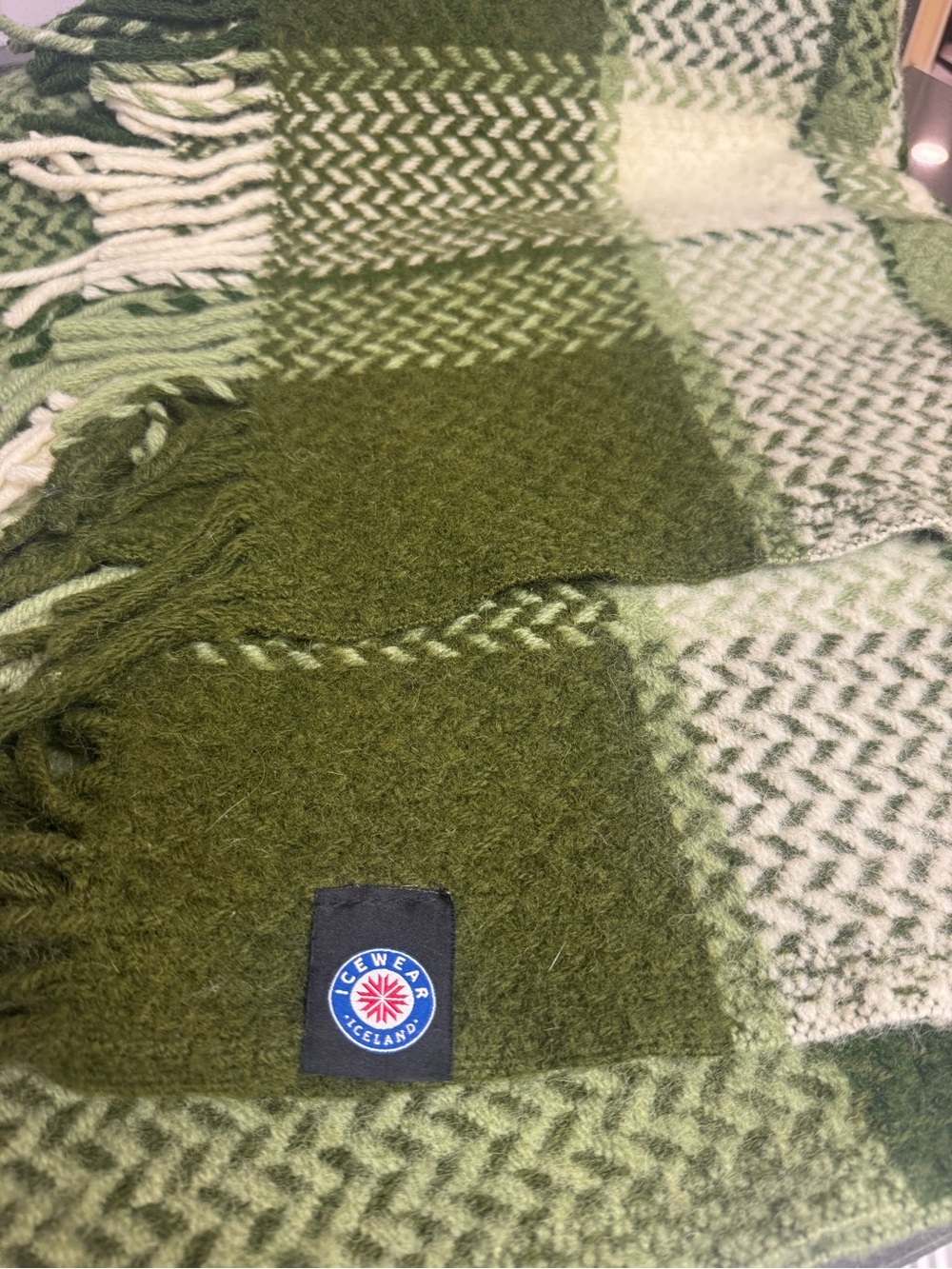 ICEWEAR Iceland Green Plaid Wool Throw Blanket